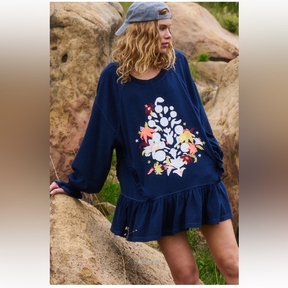 Free People Tops - Free People NWT Spring Forward Tunic Size Small and Large in Midnight Navy Combo